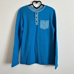 Cat & Jack Blue Single Pocket Long Sleeve Henley Shirt Size XL / 16